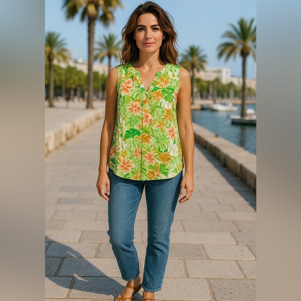 Rose + Olive Sleeveless Floral lightweight Top Women’s Size 1X